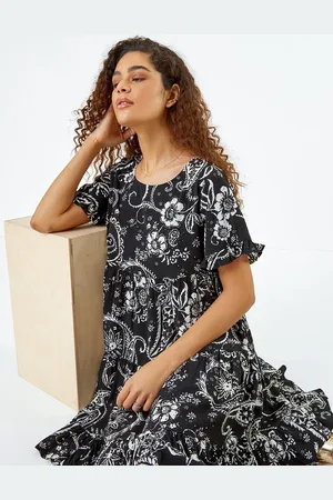 Roman Paisley Floral Tiered Smock Dress42