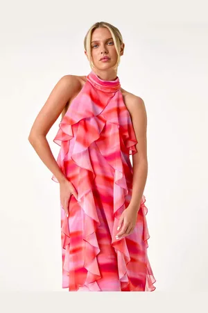 Roman Abstract Halter Neck Ruffle Dress46