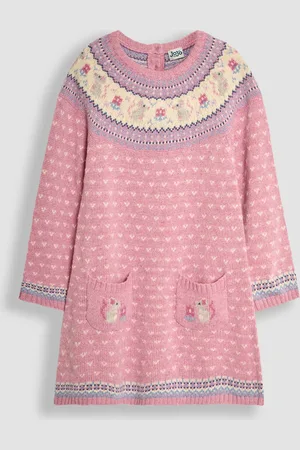 JoJo Maman Bébé Fairisle Pattern Knitted Dress4 - 5 år (104 - 110cm)