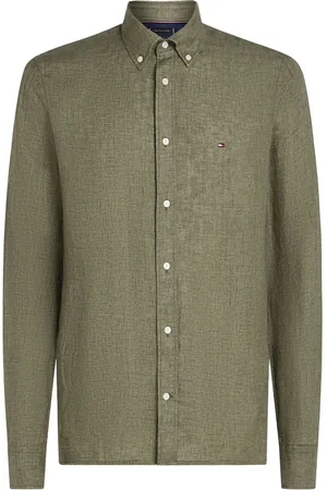 Tommy Hilfiger Normal pasform Essential Stribet 100% Hør SkjorterStor