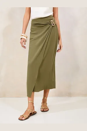 Lipsy London Touch of Linen Wrap Midi Skirt
