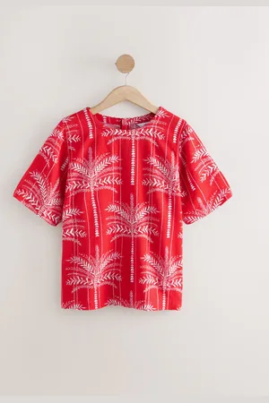 Next Short Sleeve Boxy T-Shirt with Linen40