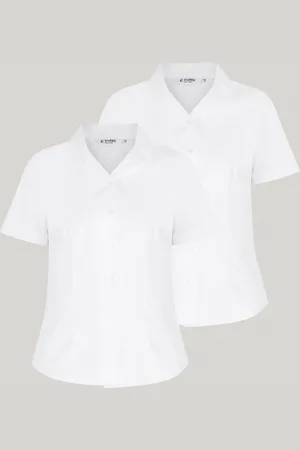 Trutex White Revere Krave Slim Fit Kortærmet 2 Pakke Skole Skjorter11 år (146cm)
