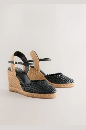 Next Forever Comfort Leather Round Toe Weave Detail Espadrilles Wedgeseu36