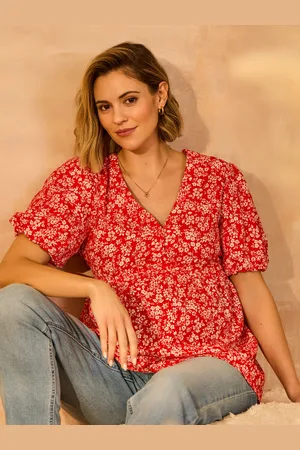 JoJo Maman Bébé Maternity Short Sleeve Seersucker 100% Cotton Blousemedium