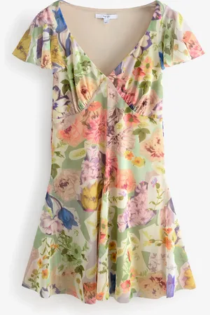 Next Mesh V-Neck Flutter Sleeve Mini Dress54