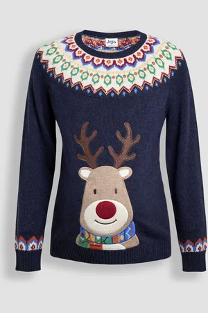 JoJo Maman Bébé Womens Reindeer Fair Isle JumperS