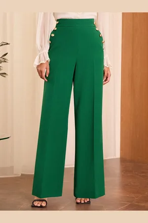 Love & Roses Military Button Wide Leg Tailored Trousers42 R