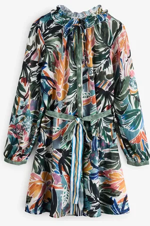 Next Tie Waist Long Sleeve Mini Shirt Dress48