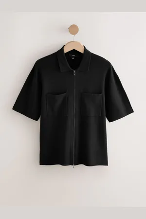Next Relaxed Fit Premium Short Sleeve Knit Double Zip-Through ShirtSmall