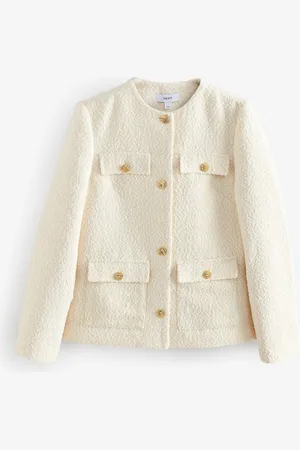 Next Collarless Textured Boucle Jacket