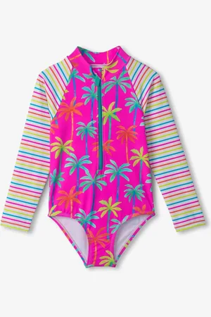 Hatley Pink Painted Palms Longsleeve Rashguard Swimsuit5 år (110cm)