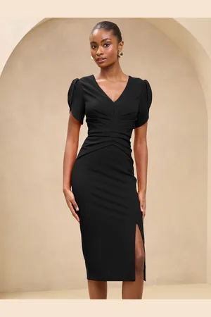 Lipsy London Tulip Sleeve Ruched Midi Bodycon Kjole34