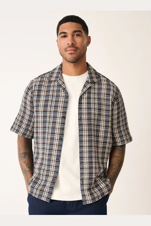 Next Textured Check Short Sleeve 100% Cotton Shirtlarge