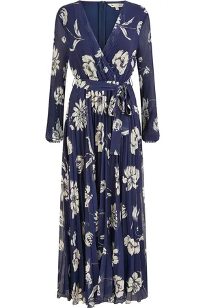 Yumi Floral Print Pleated Wrap Long Sleeve Dress42