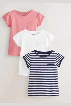 Next 100% Cotton Daisy Trim T-Shirts 3 Pack (1.5-16yrs)104110cm