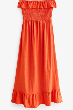 Next 100% Cotton Bandeau Frill Summer Midi Dress38 Høj