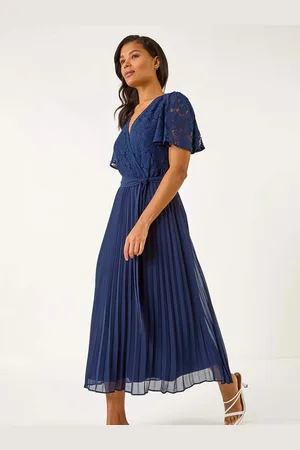 Roman Lace Detail Wrap Midi Dress48