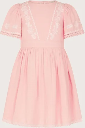 Monsoon Floral Embroidered Short Sleeve Dress9 år (134cm)