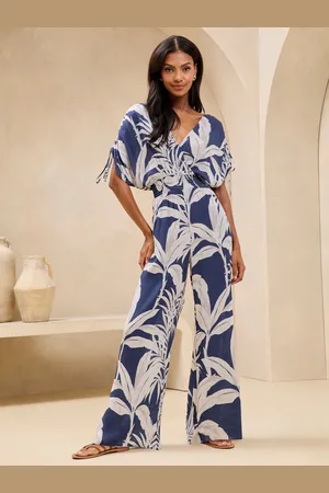 Lipsy London Palm Print Crinkle Jumpsuit42