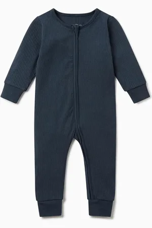 Mori Ribbed Stræk Økologisk bomuld og bambus 2 Way Zip Sparkedragt8692cm
