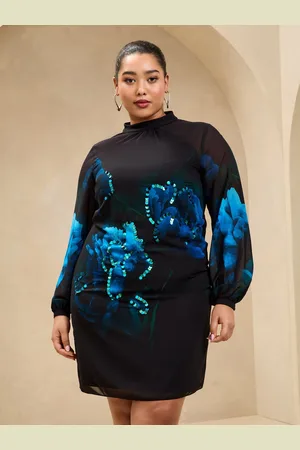 Lipsy London Pailletter Blomster Trykt Langærmet Shift Mini Kjole46