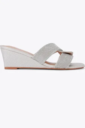 Carvela Silver Ornella Mules Wedges Sandalseu41