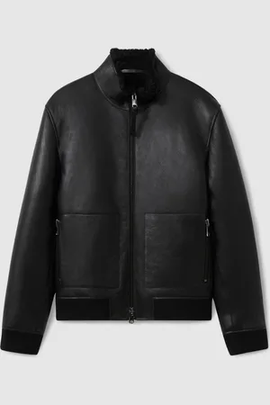 Reiss Curtis Shearling Lined LæderjakkeL