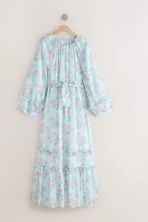 Next Long Sleeve Tie Waist Ruffle Detail Maxi Dress40