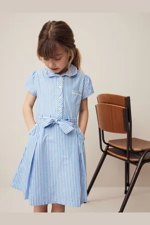Next 100% Cotton Rich Med bælte School Kjole With Scrunchie (3-14år)5 år (110cm)
