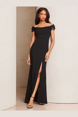 Lipsy London Embelished 3D Floral Trim Bardot Maxi Dress38