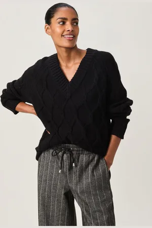 Next Cable Knitted Longline V-Neck Tunic Jumper with WoolXL almindelig