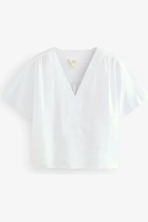 Next Short Sleeve Overhead 100% Linen Top50