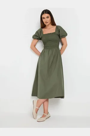 Long Tall Sally Puff Sleeve Shirred 100% Cotton Dress42høj