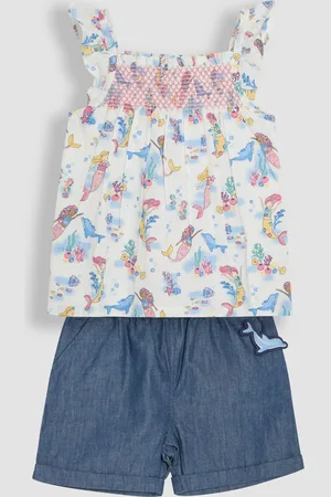 JoJo Maman Bébé 2-Piece Pet in Pocket Smocked Blouse & Shorts Set8086cm
