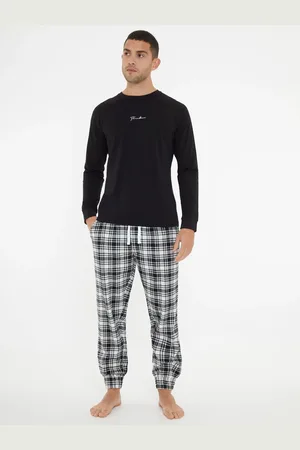 Threadbare 100% Bomuld Script Langærmet Ternet PyjamassætXXL