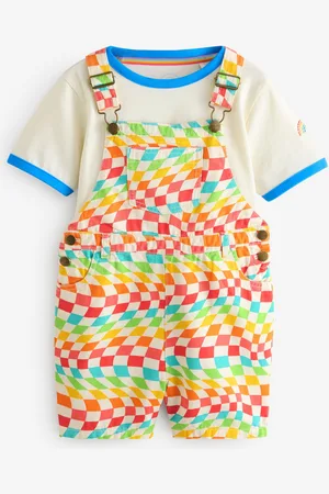 Little Bird Rainbow Checkerboard Twill Dungarees128134cm