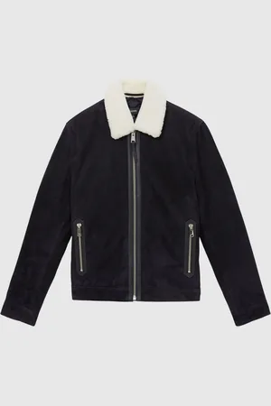 Reiss Sandon Suede Shearling-Collar JacketXL