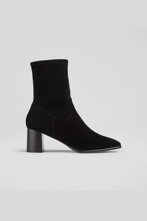 LK Bennett Harp Block Heel Stretch Ankle Black Boots