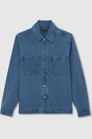 Reiss Tore Cotton-Denim Button-Through OvershirtL
