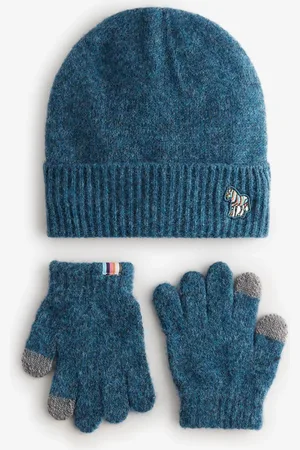 Paul Smith Boys Blue Zebra Logo Beanie And Gloves Set7 - 10 år (122 - 140cm)