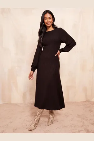 Friends Like These Long Sleeve Rib Batwing Midi Dress50
