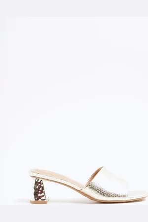 River Island Textured Block Heel Muleseu37