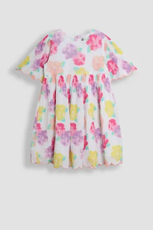 JoJo Maman Bébé Tropical Floral Scallop Sleeve Dress104110cm