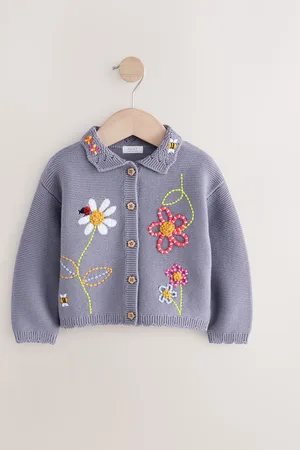 Next 100% Cotton Crochet Collar Embroidered Cardigan (3mths-7yrs)9 - 12 måneder (74 - 80cm)