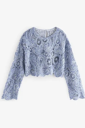 Next Long Sleeve Crochet Cropped TopM Reg