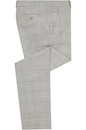 Remus Slim Leg Checked Stretch Formal Trousers38r