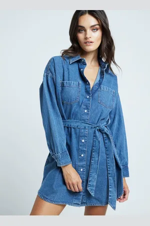 River Island Mini Bælte Denim 100% Bomuld Skjortekjole36