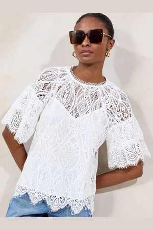Lipsy London Lace Flutter Sleeve T-Shirt44