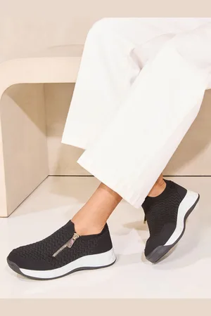 Lipsy London Flat Chunky Flatform Quilted Outsole Side Zip Knit Trainerseu355
